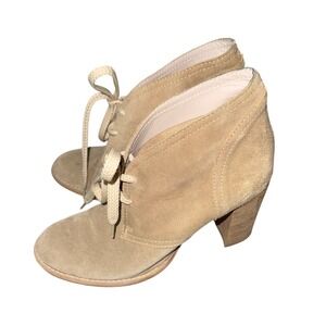 Baldinini Trend Tan Suede Lace Up Ankle Boots Made In Italy 37‎ Boho